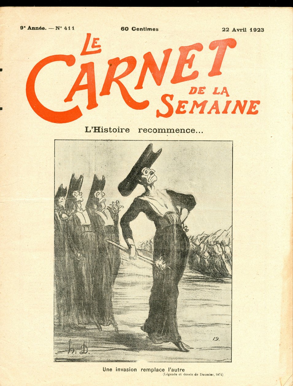 Portada de "Le Carnet de la semaine", Satírico en N & B de Honoré Daumier