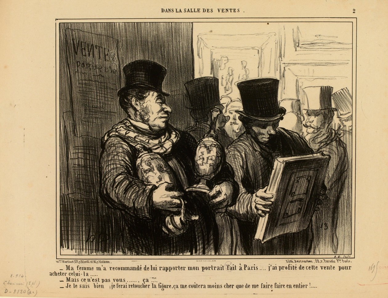 En la sala de subastas n.º 2: Mi mujer me ha recomendado que le lleve mi retrato... de Honoré Daumier