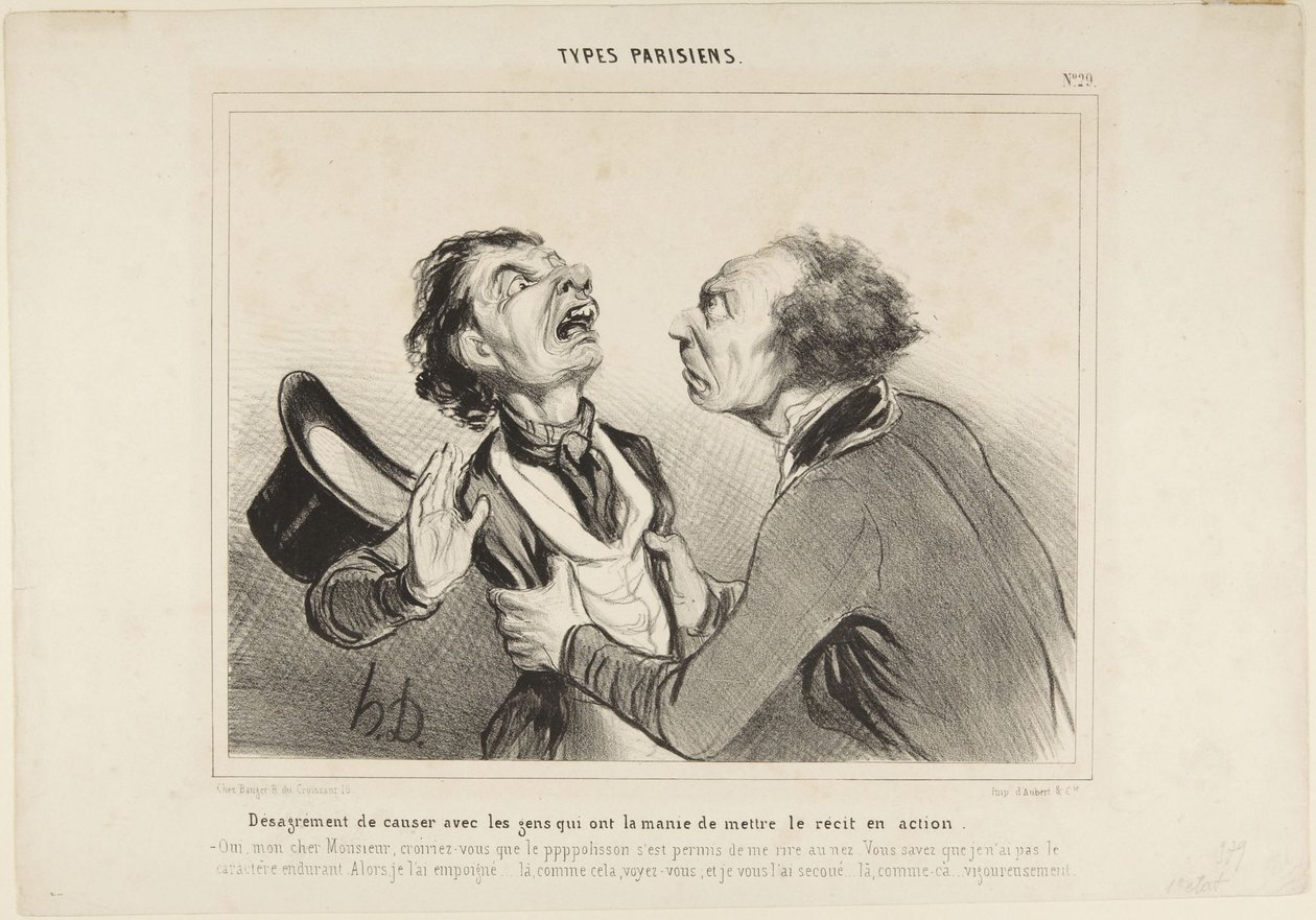 El inconveniente de conversar con la gente ..., número 29 de la serie Tipos parisinos de Honoré Daumier