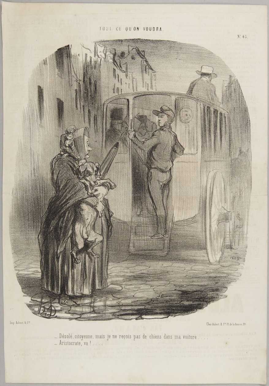 Lo siento, ciudadana..., número 45 de la serie «Tout ce qu’on voudra» de Le Charivari de Honoré Daumier