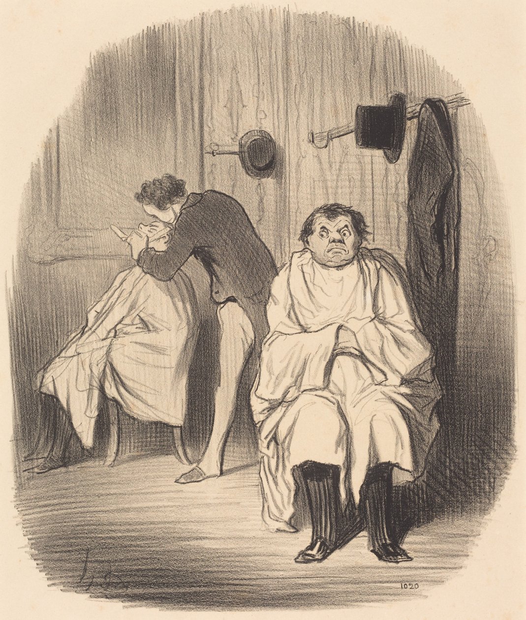 ¡Caramba!... Parece que la navaja no es muy buena... de Honoré Daumier