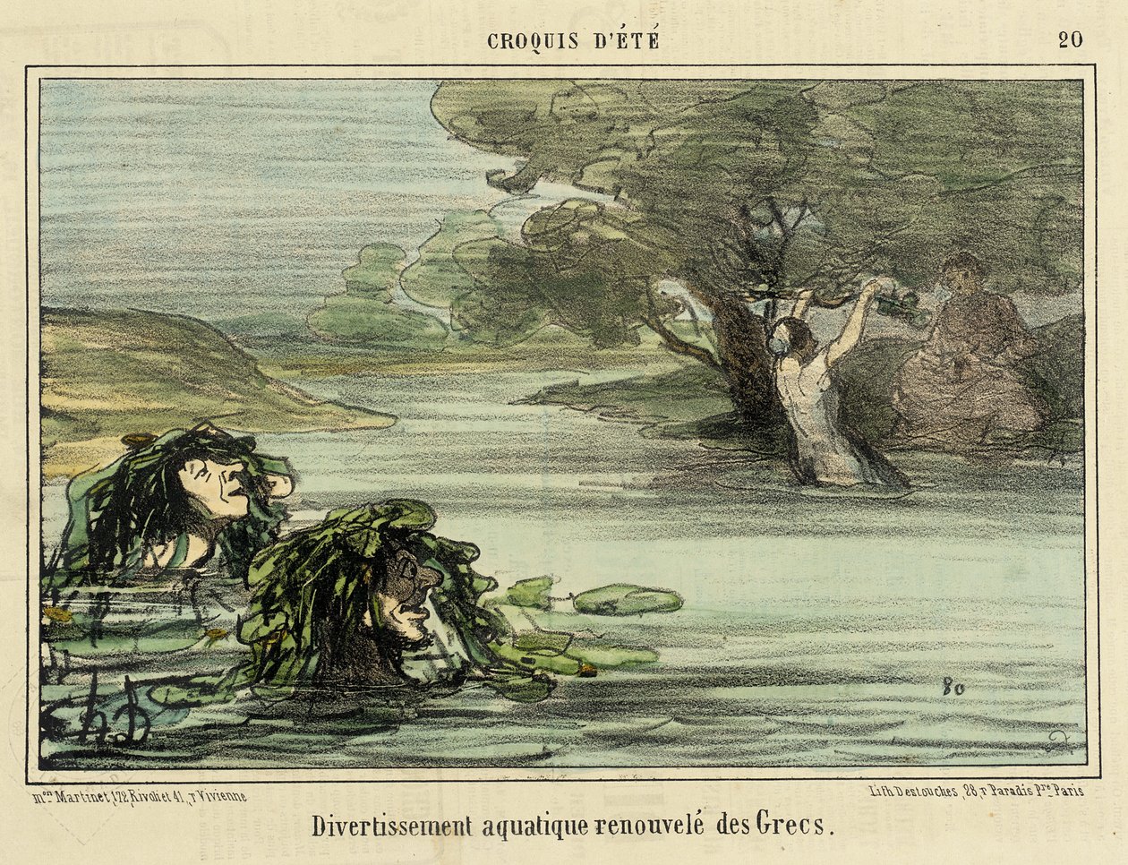 Diversión acuática renovada de los griegos de Honoré Daumier