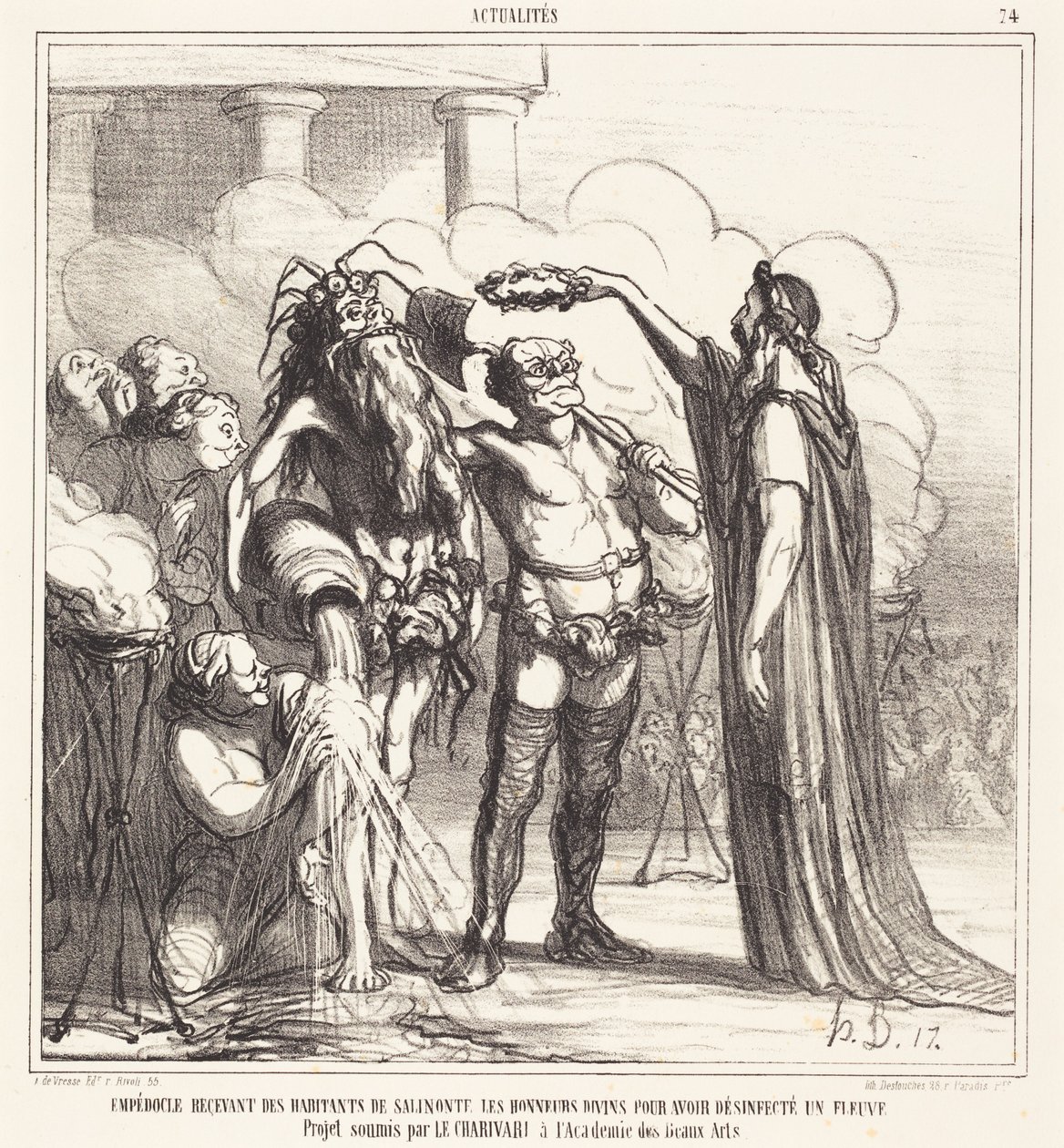 Empédocles recibiendo los honores divinos de Honoré Daumier