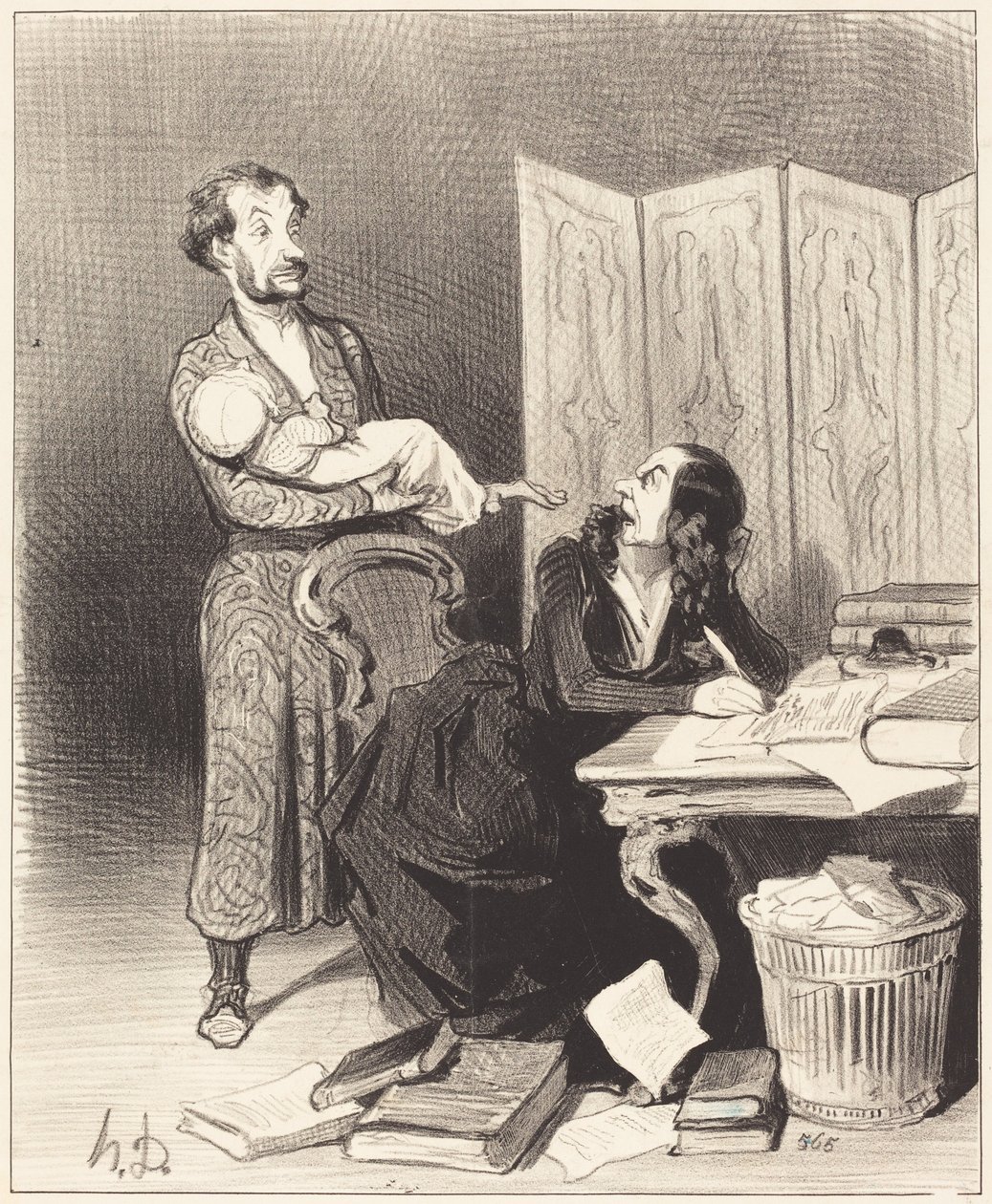Llévatelo a otro sitio... es imposible trabajar así... de Honoré Daumier