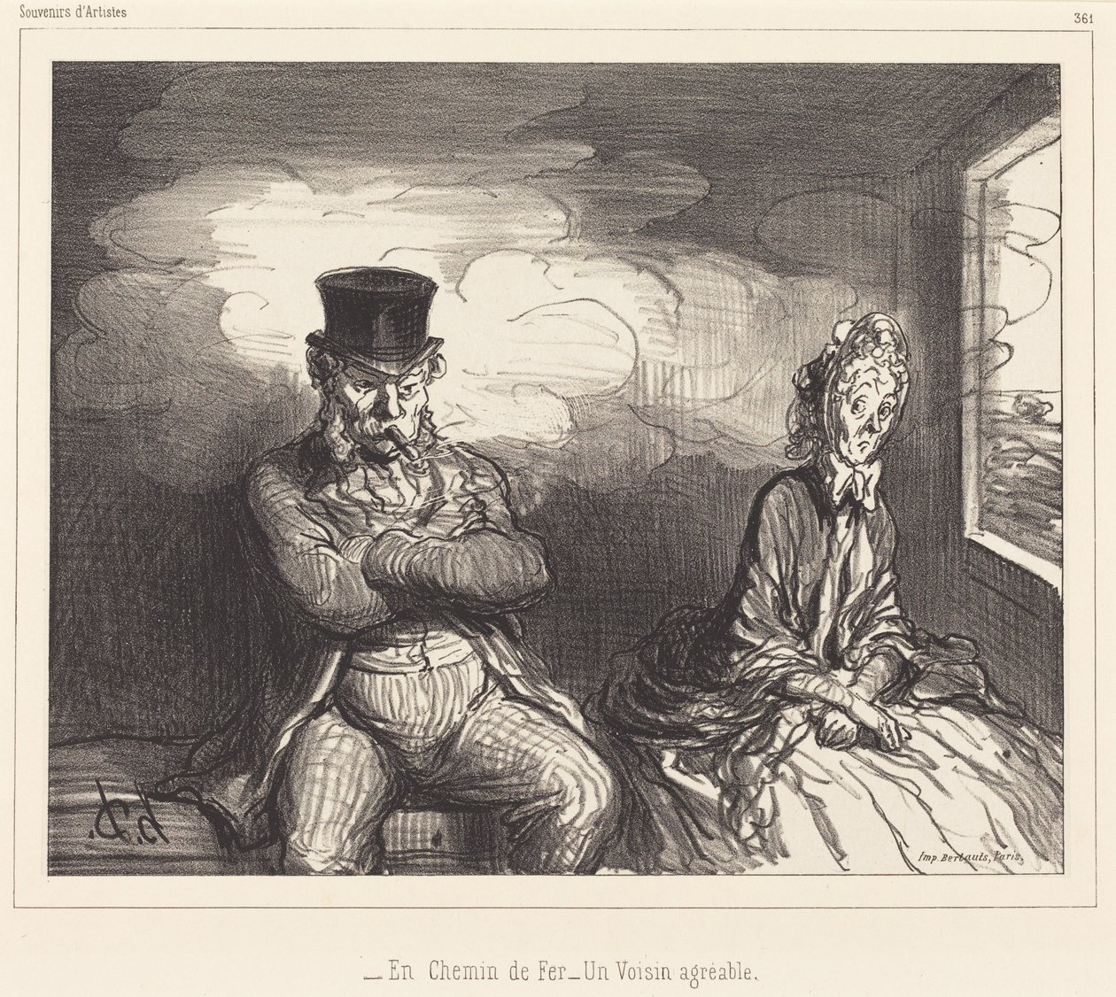 En el ferrocarril... un vecino agradable de Honoré Daumier