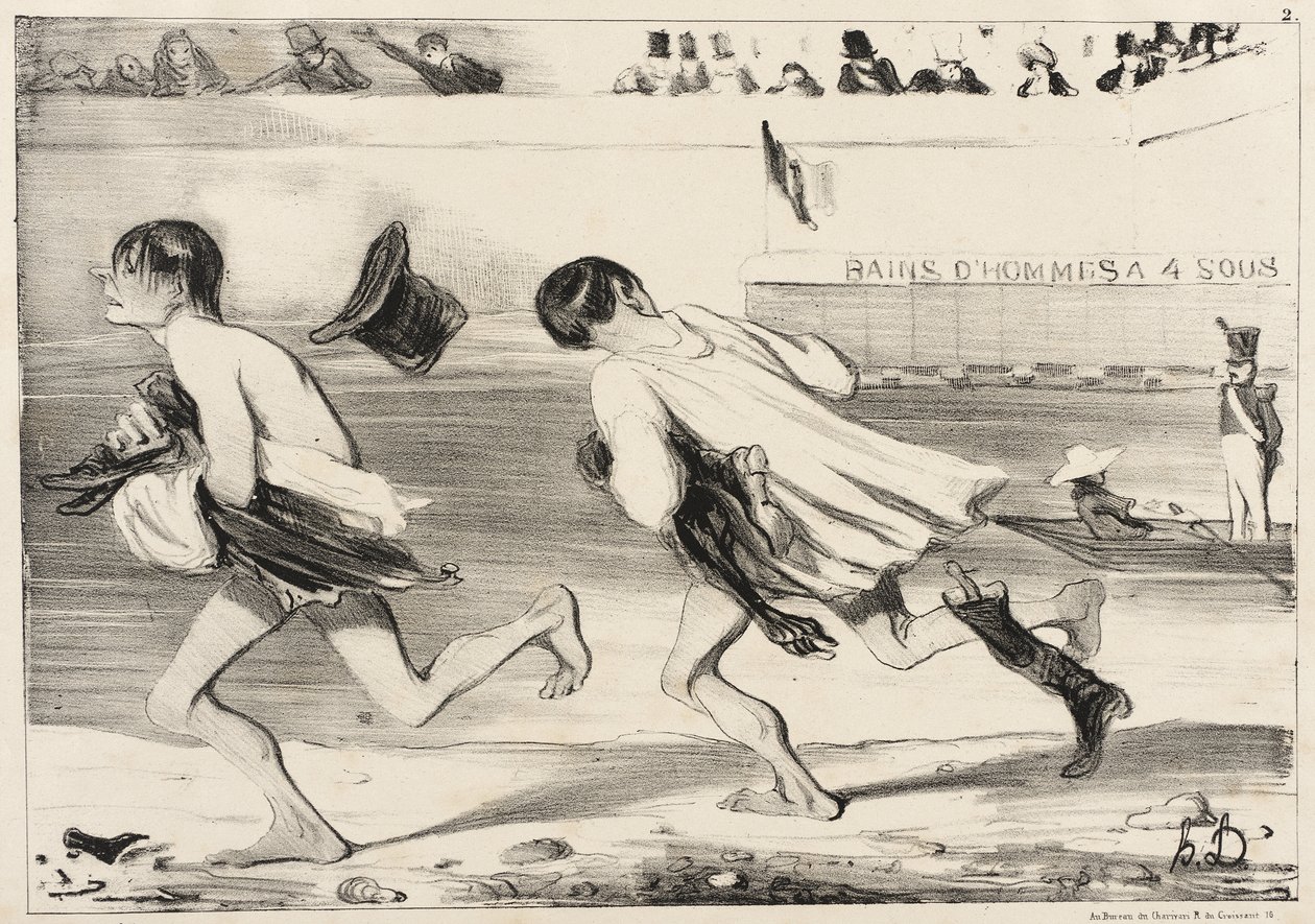 ¡Adelante... adelante... ¡Moellon! ¡Ya viene el agente municipal! de Honoré Daumier