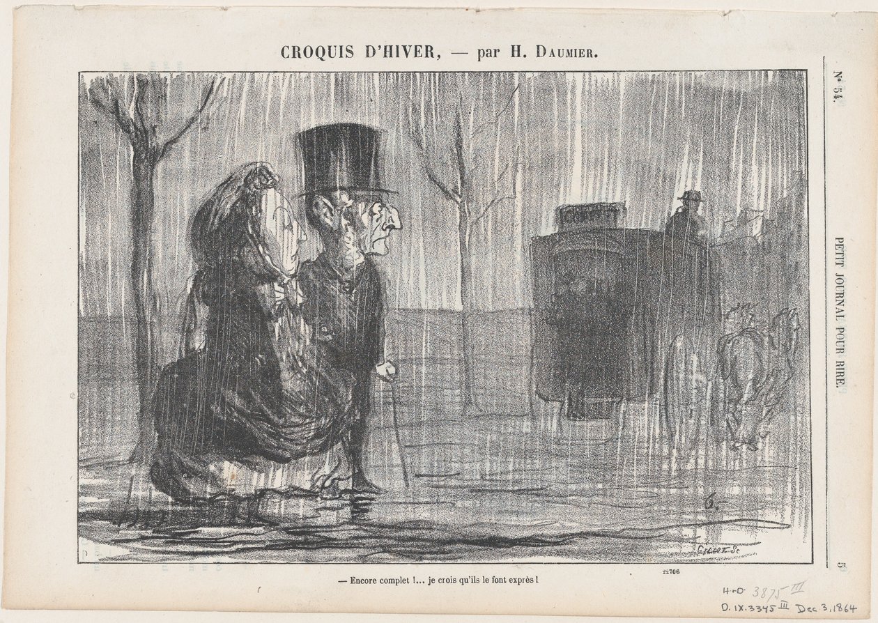 Otra vez lleno... ¡Creo que lo hacen a propósito!, de «Winter Sketches» de Honoré Daumier