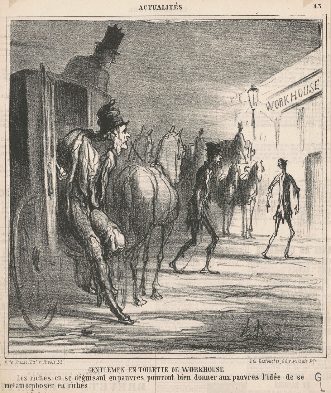 Caballeros vestidos con ropa de asilo de Honoré Daumier
