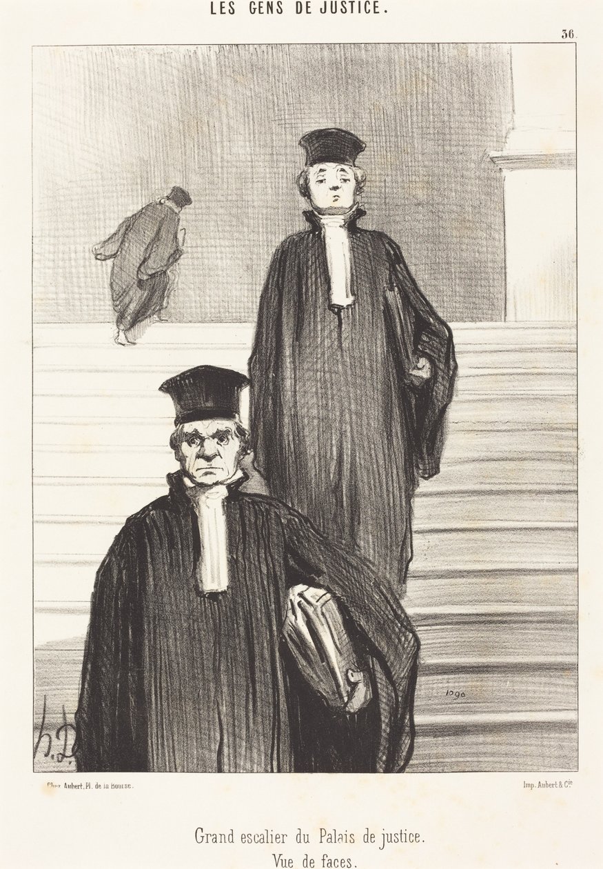 Gran escalera del Palacio de Justicia. Vista frontal de Honoré Daumier