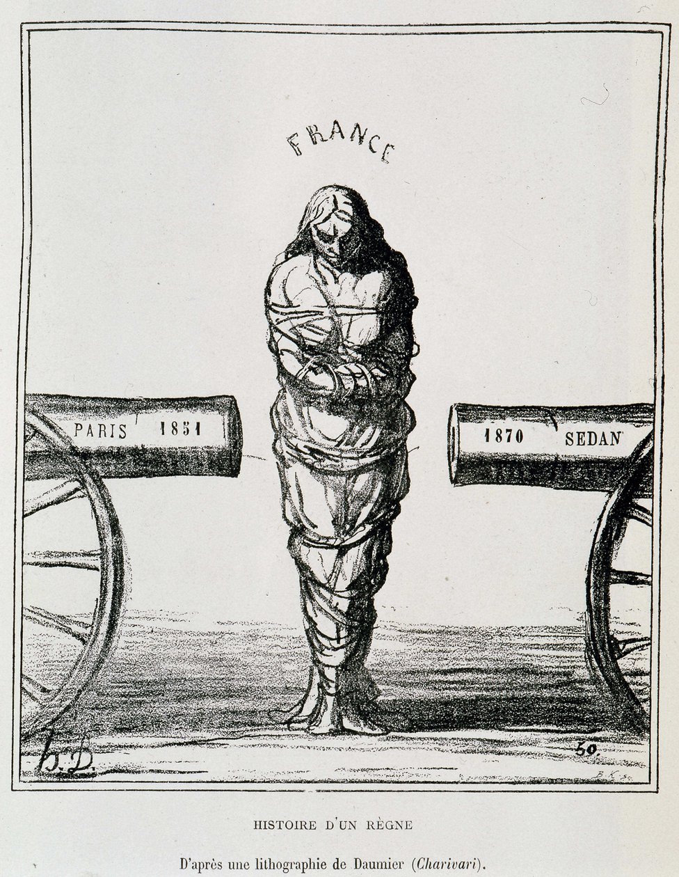 Historia de un Reino: Francia atrapada entre París 1851 y Sedan 1870 - litografía por Honoré Daumier publicada en “Le Charivari”, sd. circa 1871 de Honoré Daumier