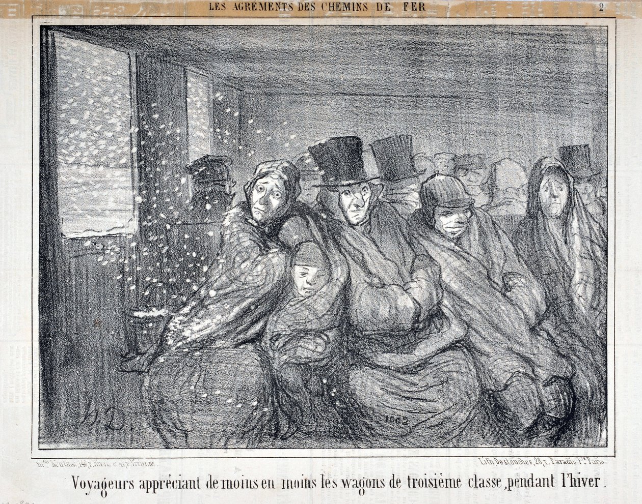 Ilustración para la serie "Les Agrements des Chemin de fer" de Honoré Daumier