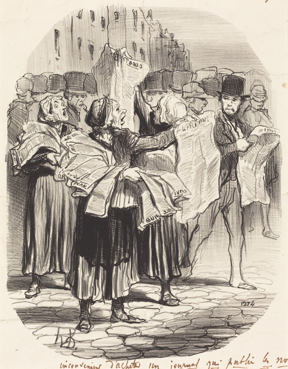 El inconveniente de comprar un periódico... de Honoré Daumier