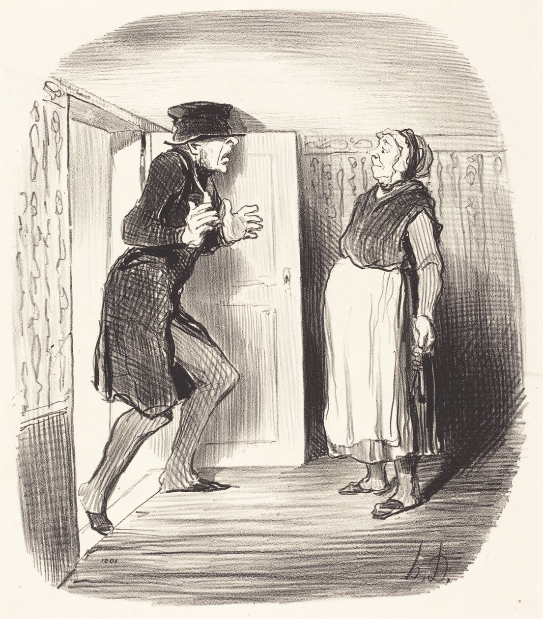Inconveniente de visitar sin precaución un entresuelo... de Honoré Daumier