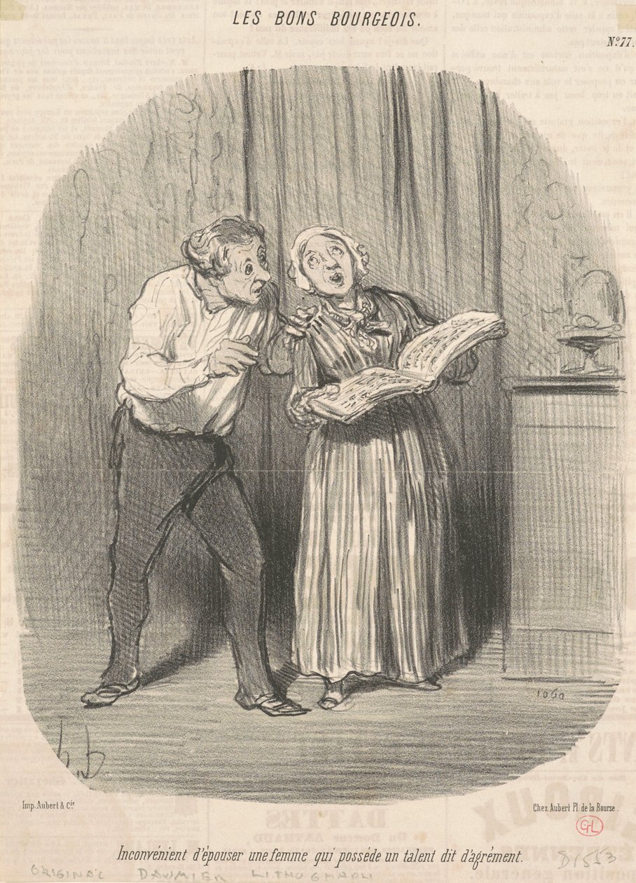 Inconveniente de casarse con una mujer que posee un talento de entretenimiento de Honoré Daumier