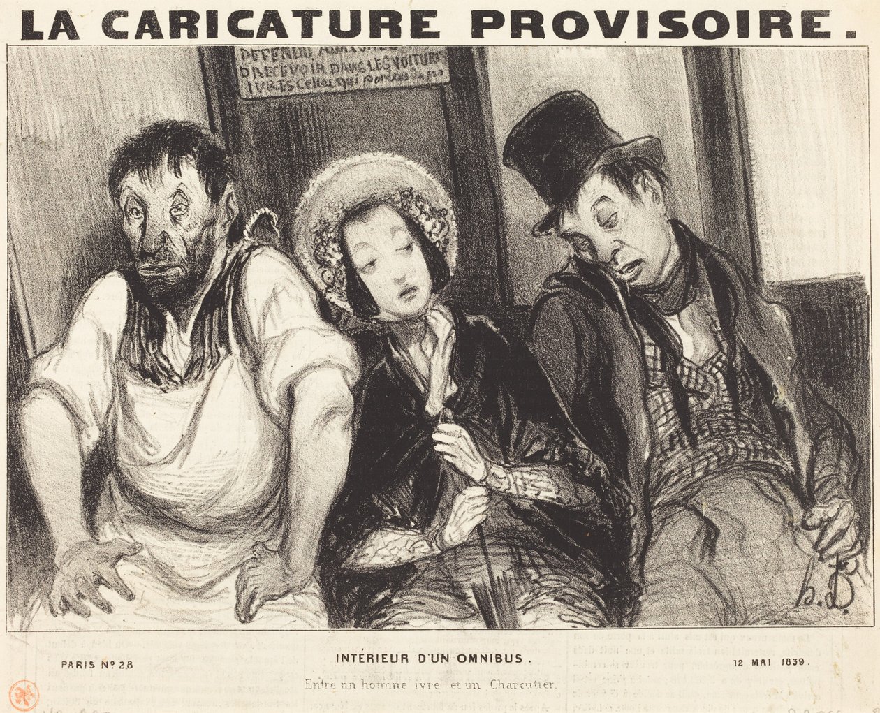Interior de un autobús de Honoré Daumier