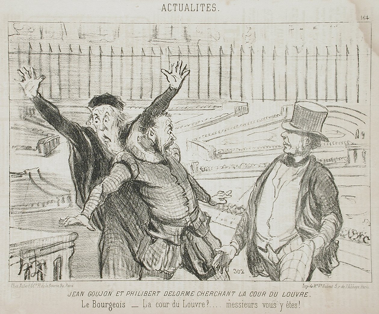 Jean Goujon y Philibert Delorme buscando la corte del Louvre de Honoré Daumier