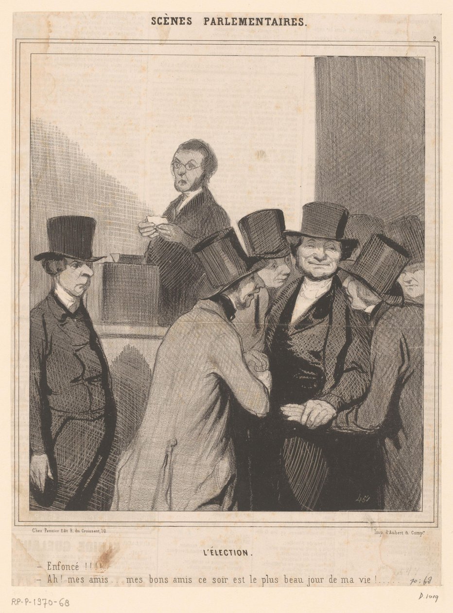 Caricatura de dos candidatos tras el resultado de las elecciones de Honoré Daumier