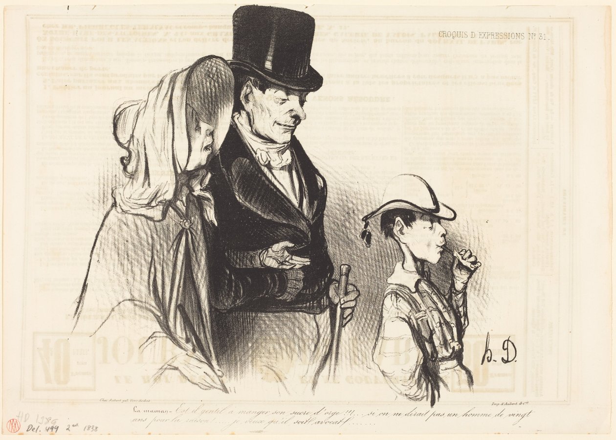 La mamá: «¡Qué bueno es comiéndose su caramelo de cebada!...» de Honoré Daumier