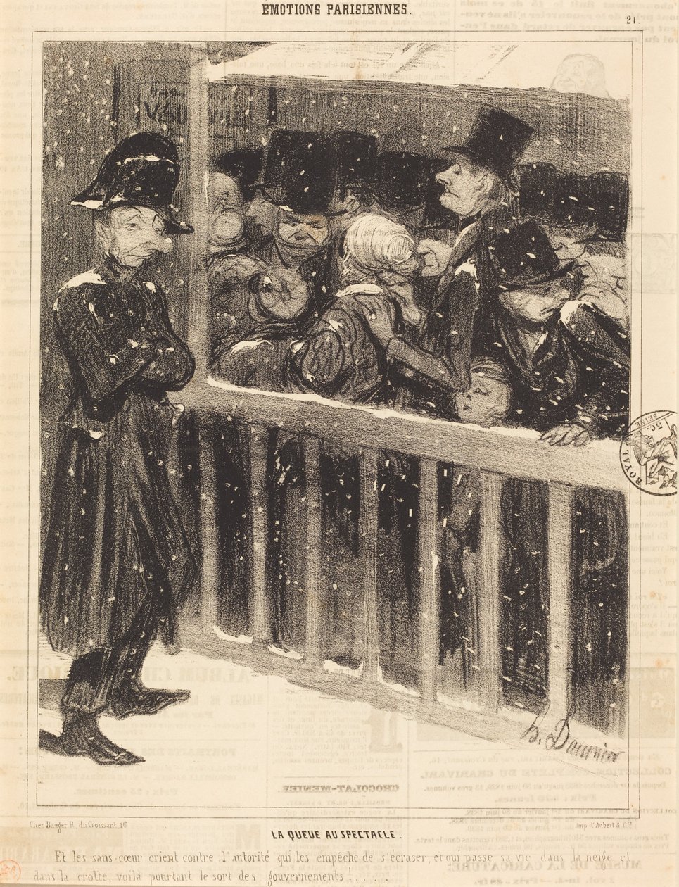 La cola para el espectáculo de Honoré Daumier