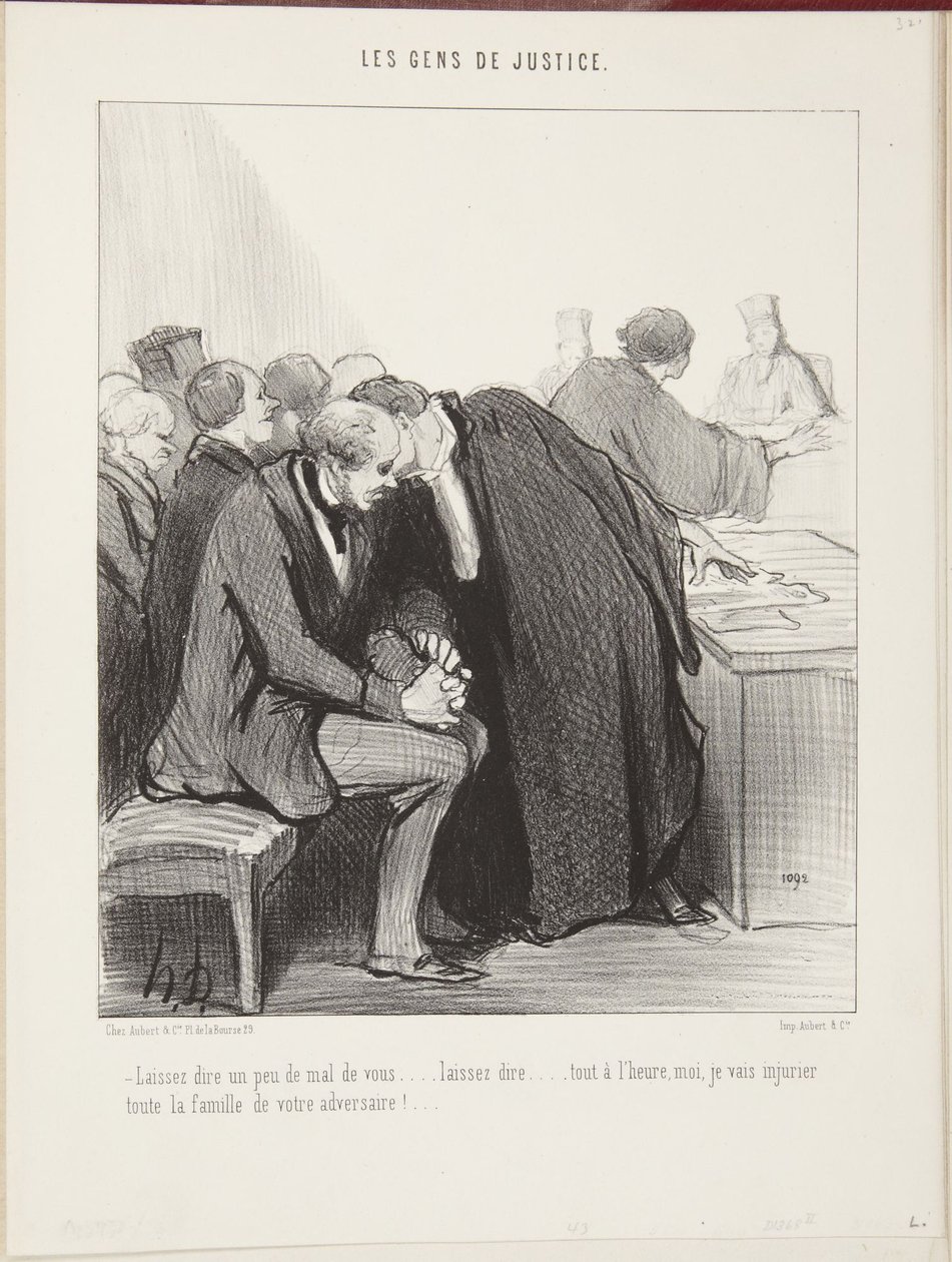 Deja que hablen mal de ti... deja que hablen... ¡Ya ya, yo voy a insultar a toda la familia de tu adversario!... de Honoré Daumier