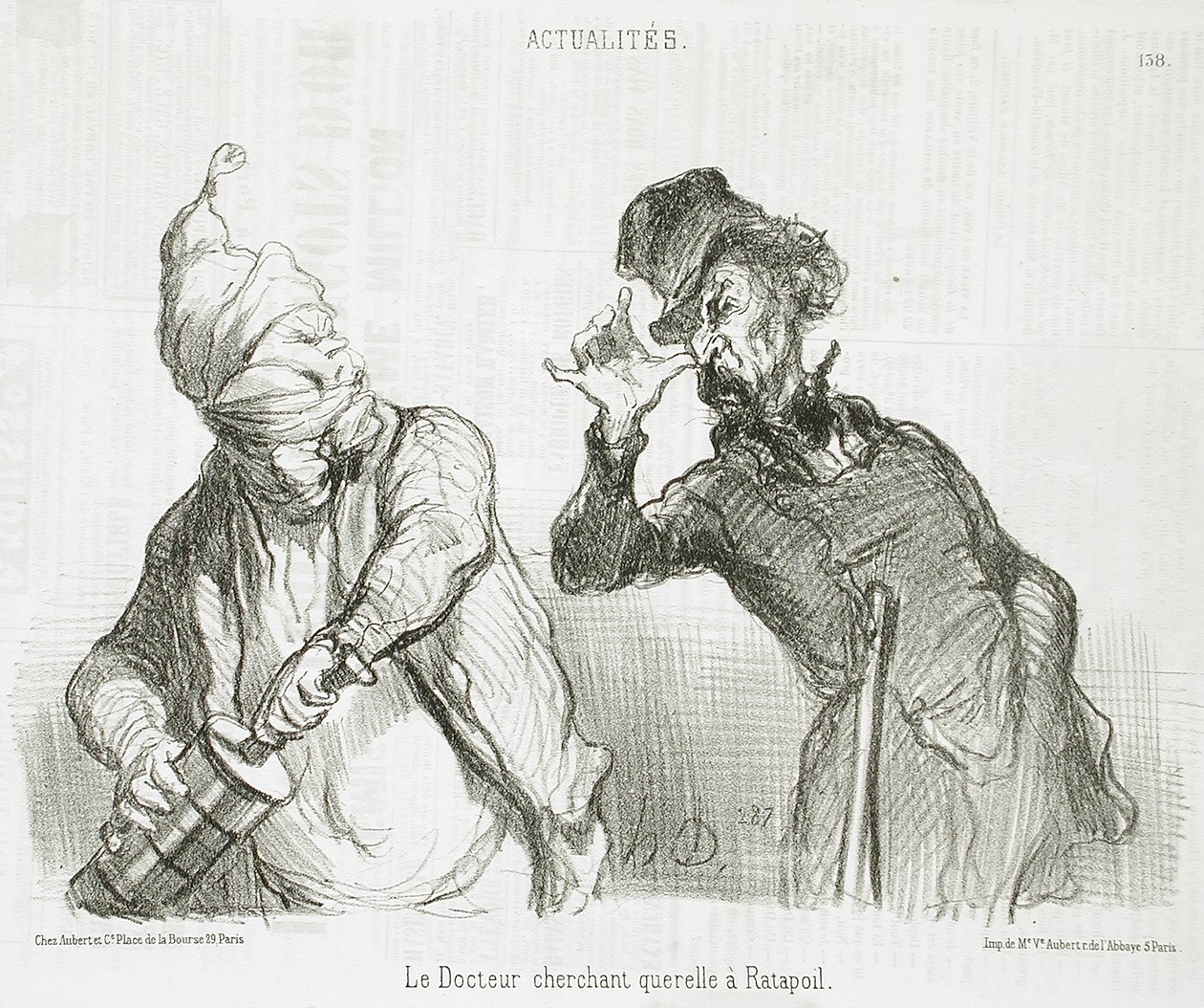 El doctor buscando pelea con Ratapoil de Honoré Daumier