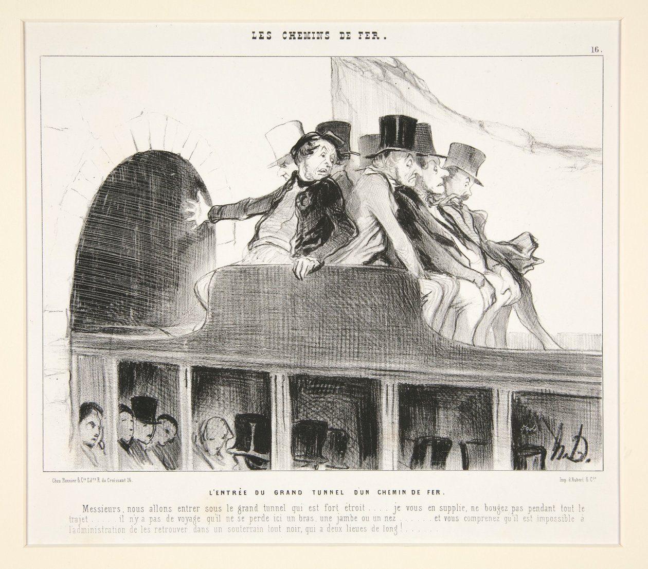 La entrada del gran túnel de ferrocarril, de «Les Chemins de Fer», en Le Charivari, 22 de marzo de 1844 de Honoré Daumier