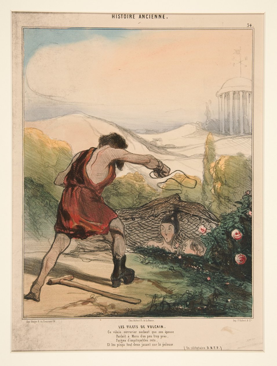 Las redes de Vulcano. Ese malvado cerrajero, sabiendo que su esposa... de Historia Antigua de Honoré Daumier