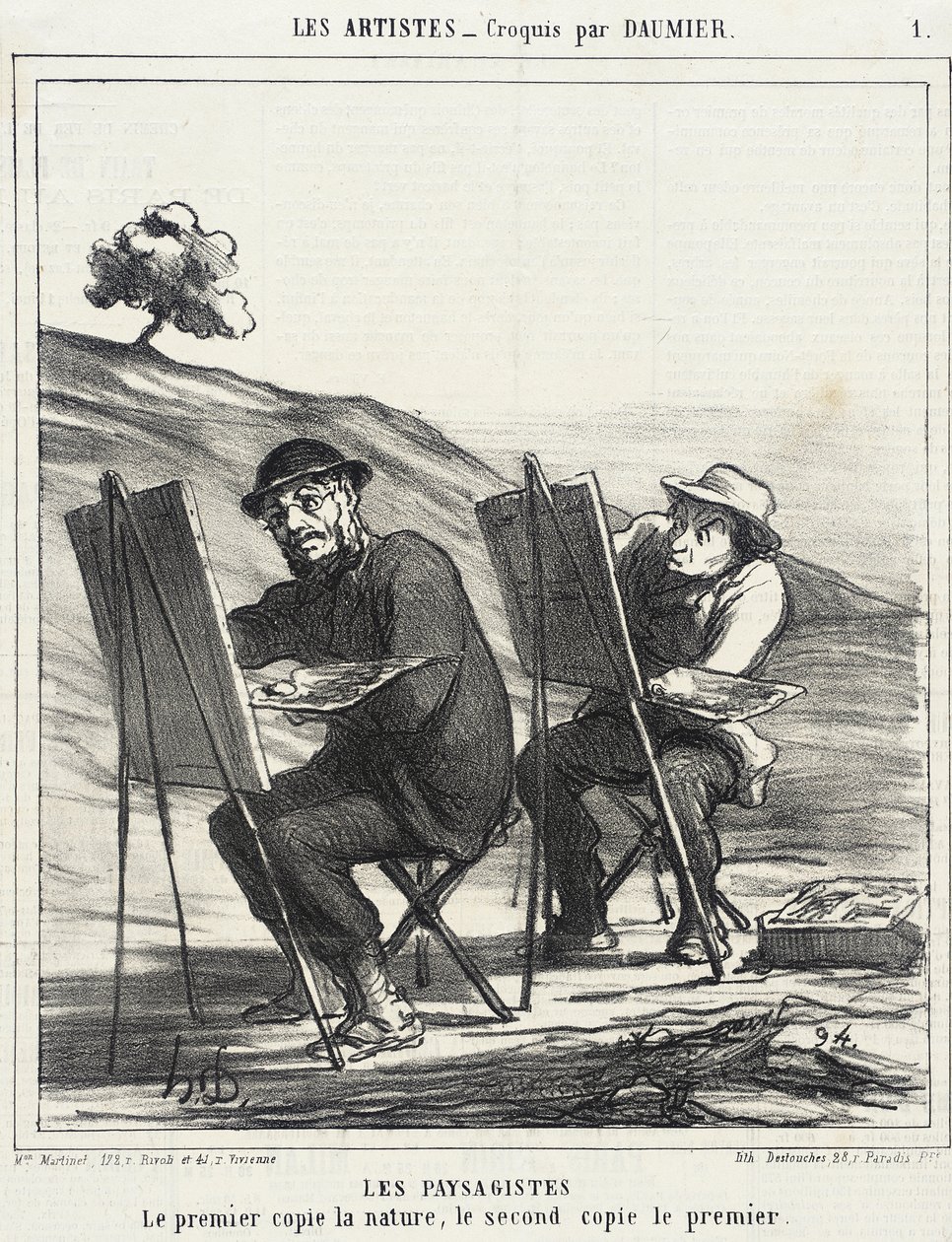 Los paisajistas. El primero copia la naturaleza... de Honoré Daumier