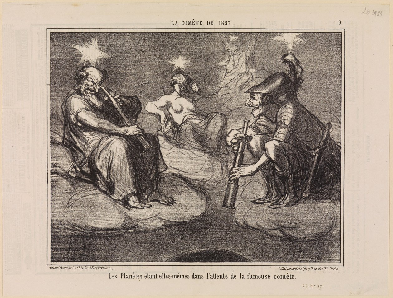 Los propios planetas esperan la famosa cometa (La cometa de 1857, lámina 9) de Honoré Daumier