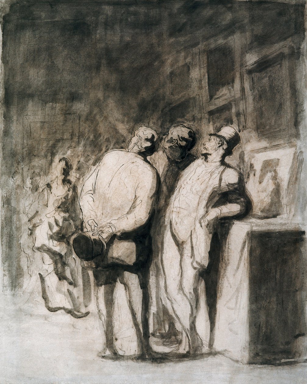 Los tres conocedores. Dibujo de Honore Daumier (1808-1879), arte francés, realismo del siglo XIX. Instituto de Arte de Chicago (EE.UU.). de Honoré Daumier