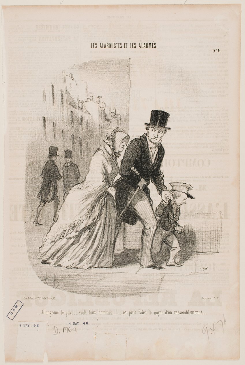 Caminemos rápido, hay dos hombres ahí atrás… esto podría ser el comienzo de una nueva concentración ilegal. de Honoré Daumier