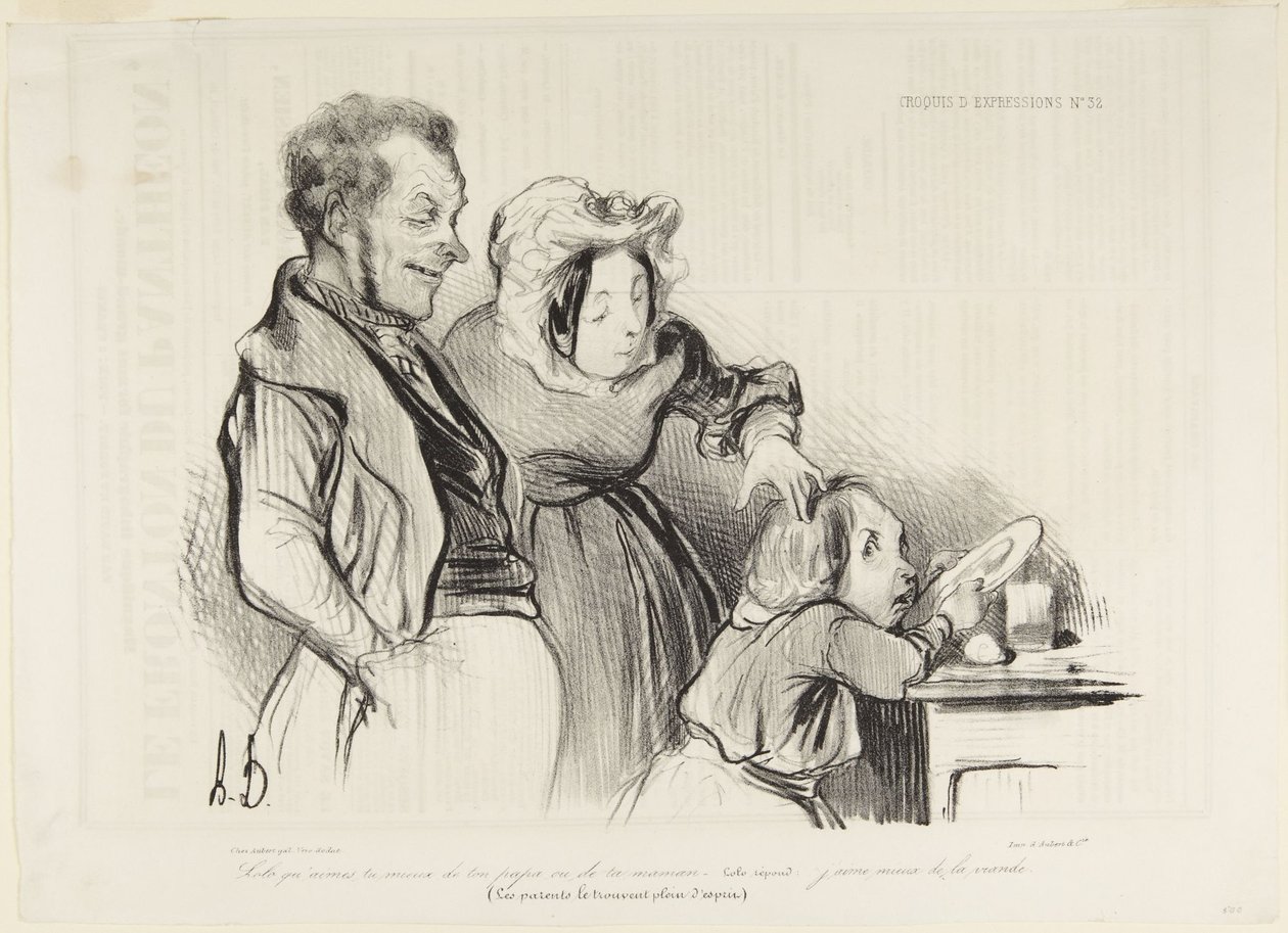 Lolo, ¿a quién quieres más, a tu papá o a tu mamá ...? de Honoré Daumier