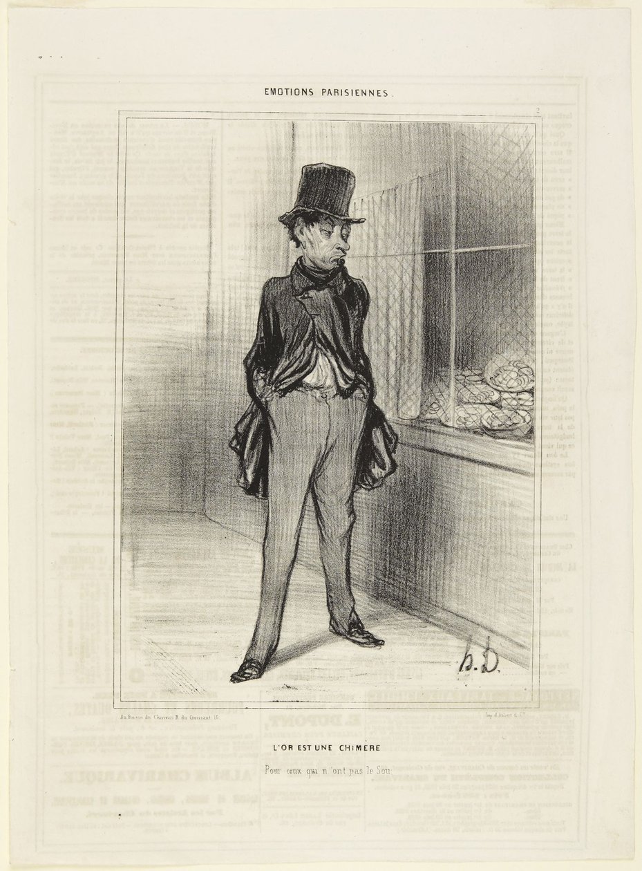 «El oro es una quimera», n.º 2 de la serie «Émotions Parisiennes» de Le Charivari de Honoré Daumier