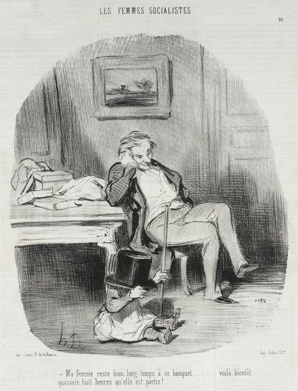 Mi mujer se queda mucho tiempo en este banquete... de Honoré Daumier