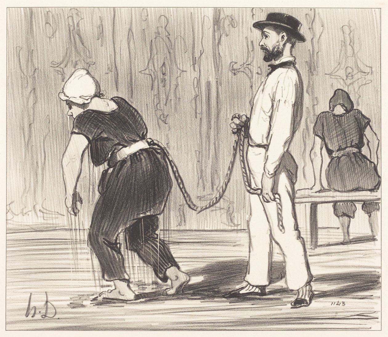 Madame Rabourdeau en su primera lección de Honoré Daumier