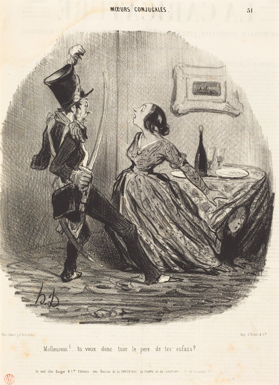 ¡Desgraciado! ¿Quieres entonces matar al padre de tus hijos? de Honoré Daumier