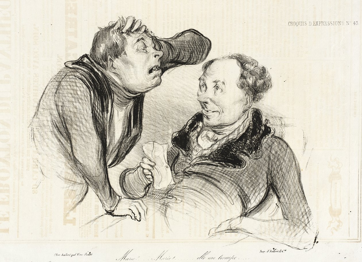¡Marie!... ¡Marie!... Me está engañando de Honoré Daumier