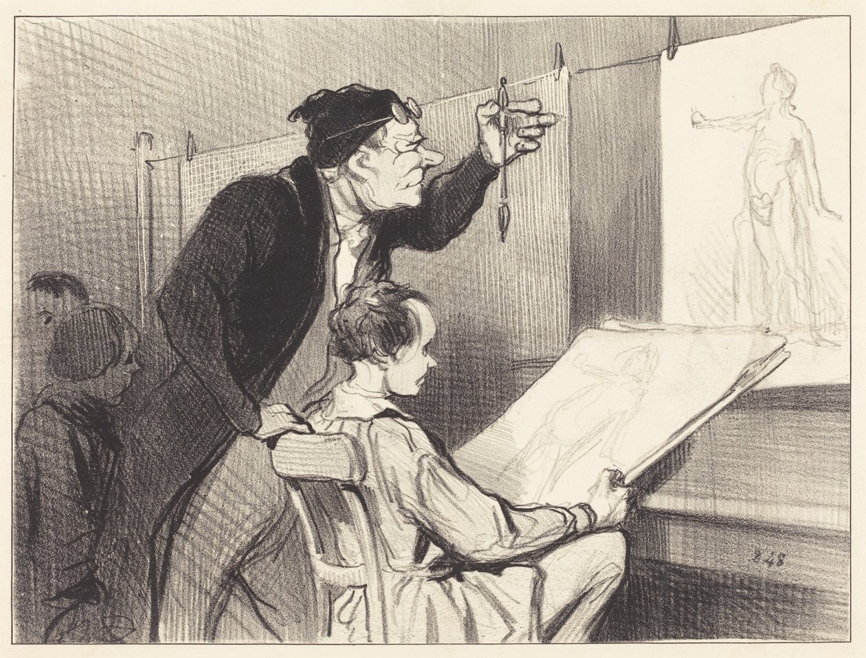 La ardua y delicada tarea del profesor de dibujo... de Honoré Daumier