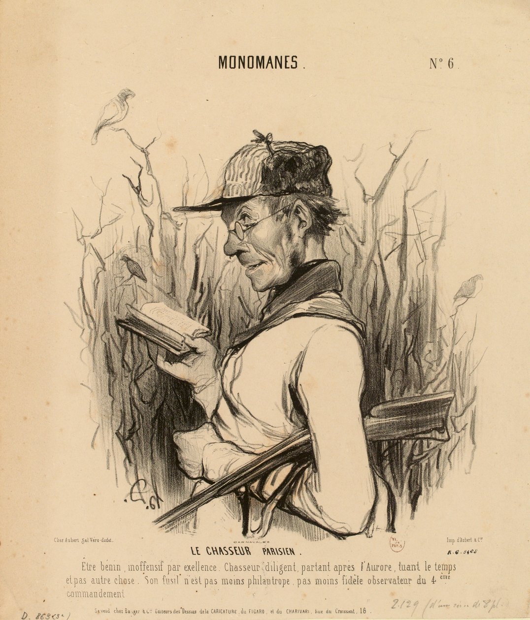 Monomaníacos n.º 6: El cazador parisino. Un ser benigno e inofensivo por excelencia... de Honoré Daumier