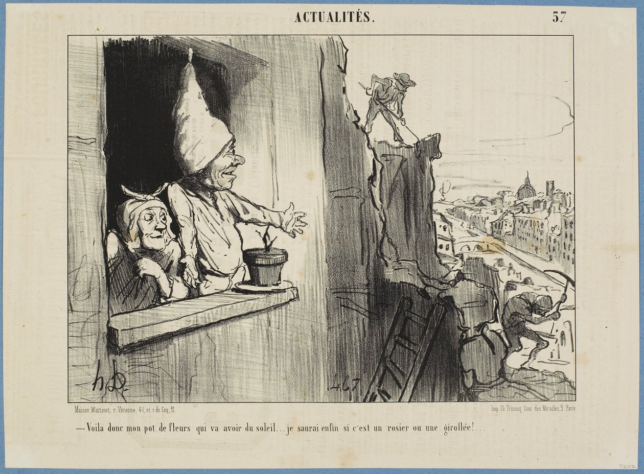 Ahora mi maceta tendrá algo de sol... ¡Por fin sabré si es una rosa o un alhelí! de Honoré Daumier