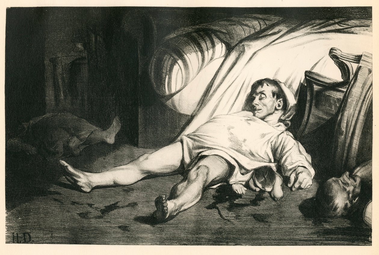 Ciento veinte litografías de H. Daumier, Satírico en N & B, circa 1834: Masacre de la rue Transnonain (París) - Republicano, Cadáveres, Represión - Ilustración de Honoré Daumier (1808-1879) de Honoré Daumier
