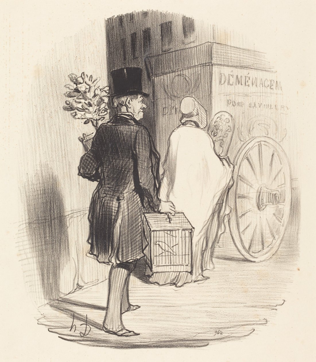 Parisino transportando a otro barrio... de Honoré Daumier