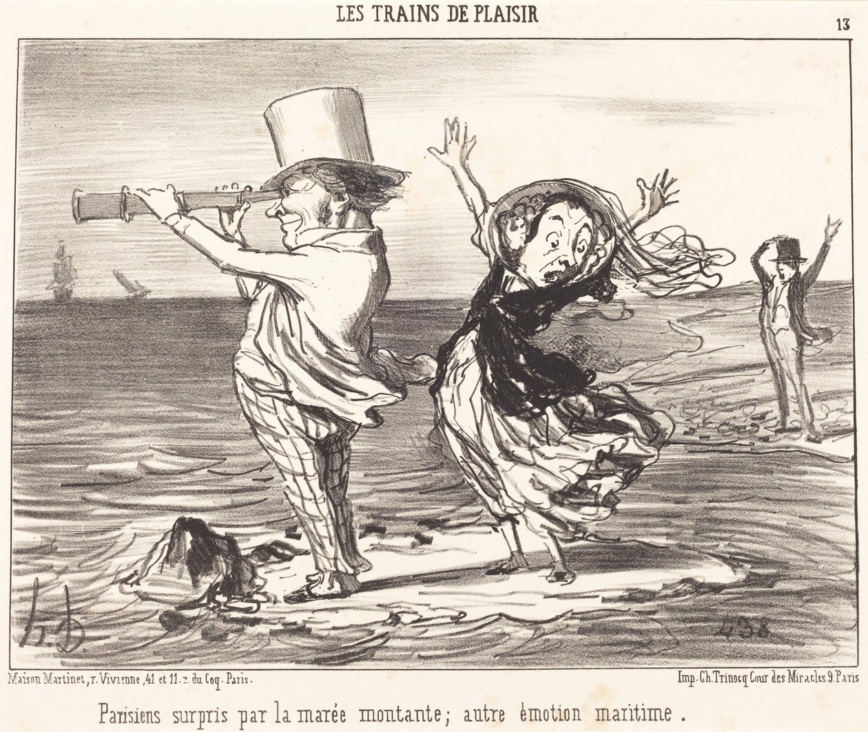 Parisienses sorprendidos por la marea... de Honoré Daumier