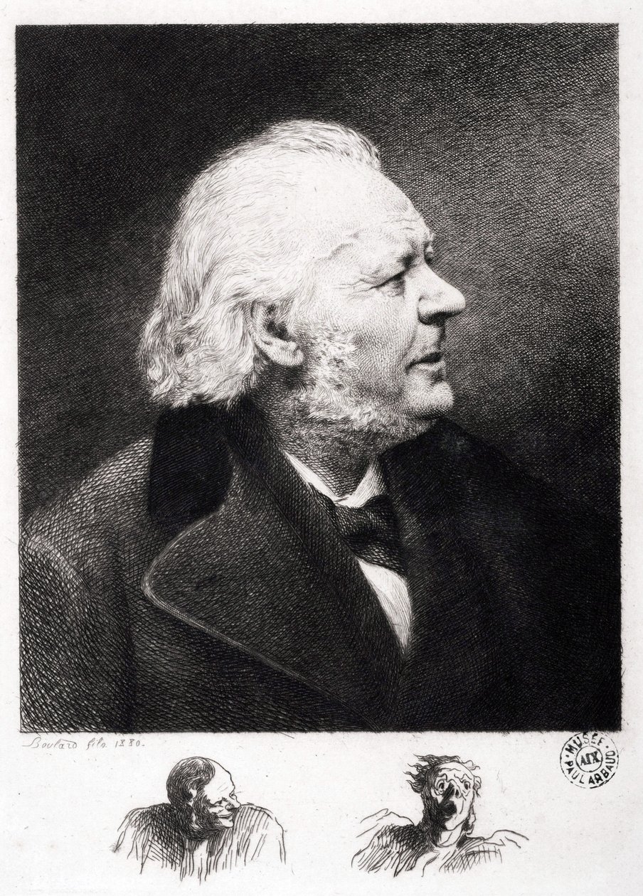 Retrato de Honoré Daumier (1808-1879), grabador, pintor y escultor francés. Grabado de su hijo Boulard de Honoré Daumier