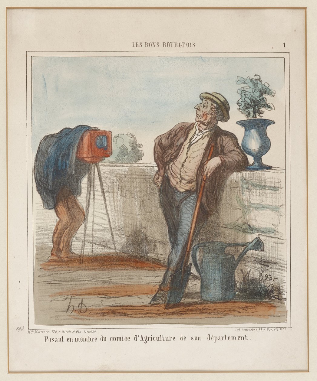 Posando como miembro de la Asociación Agrícola de su departamento. (Les Bons Bourgeois n.º 1), de Charivari de Honoré Daumier