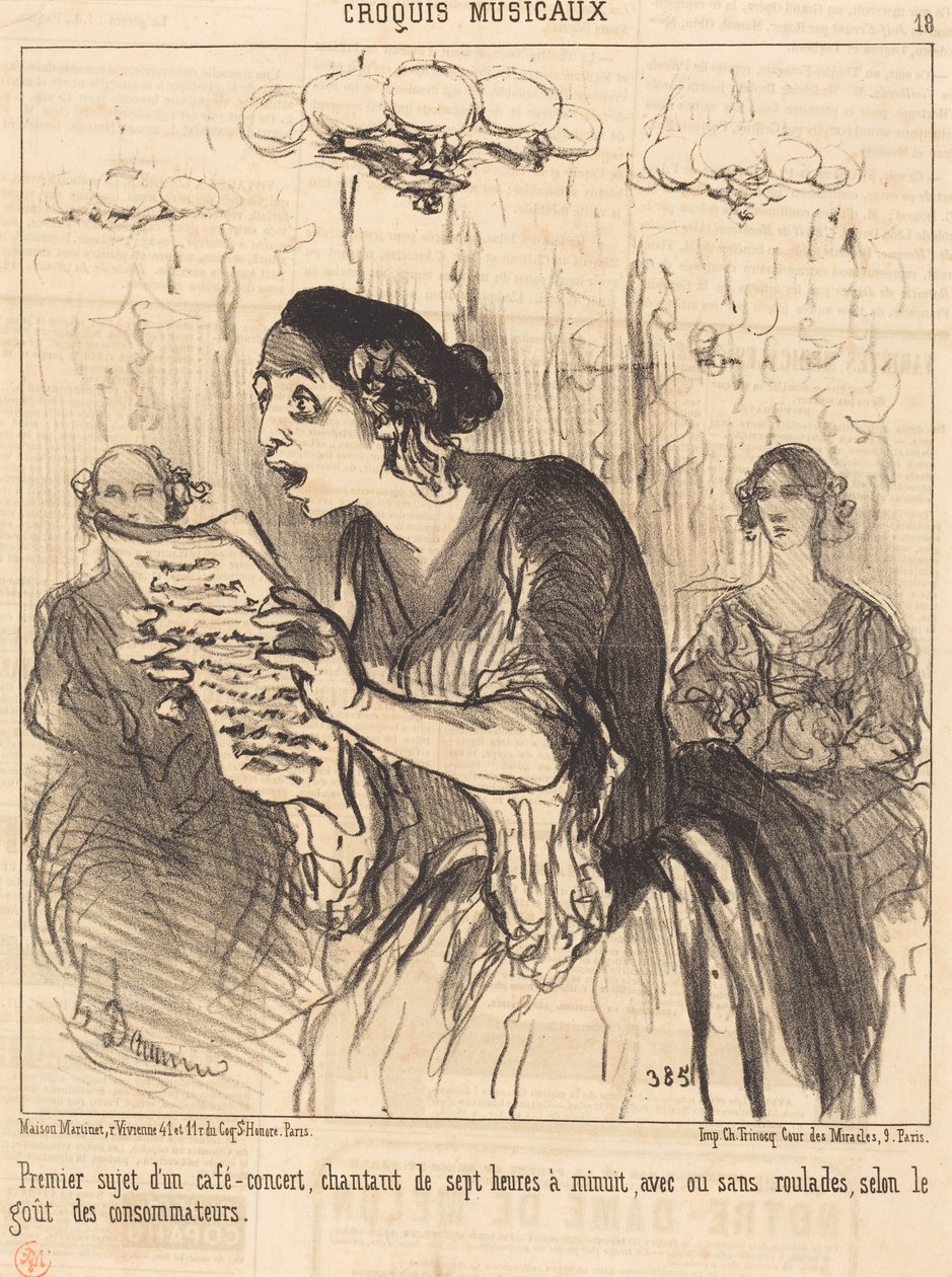 Primer artista de un café-concert cantado... de Honoré Daumier