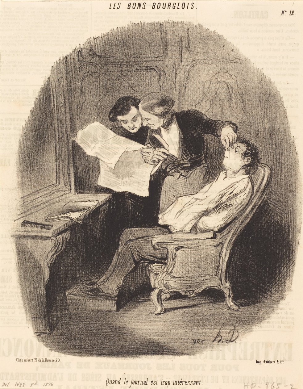 Cuando el periódico es demasiado interesante de Honoré Daumier