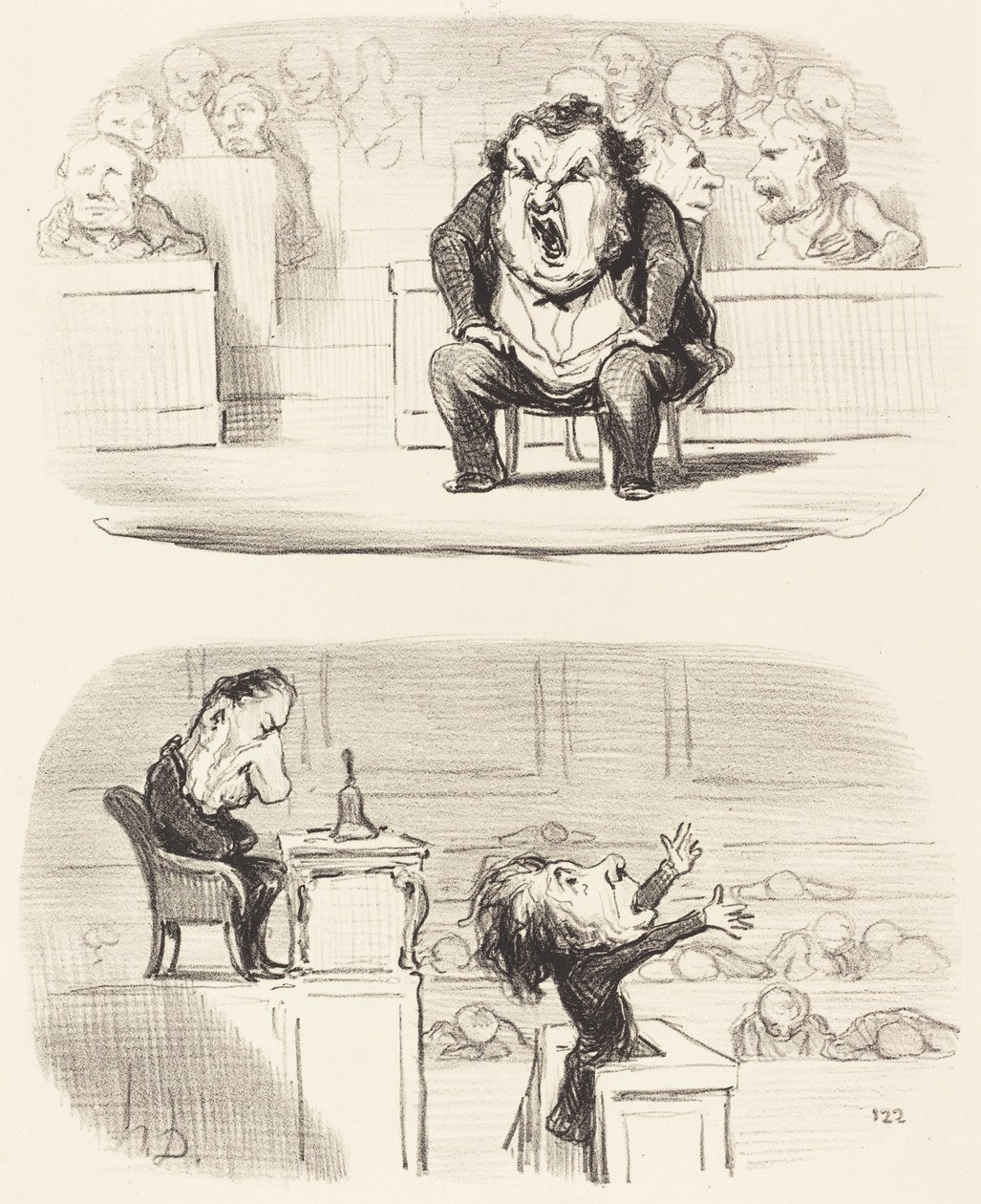 Cuando un orador aburrido sube al estrado de Honoré Daumier