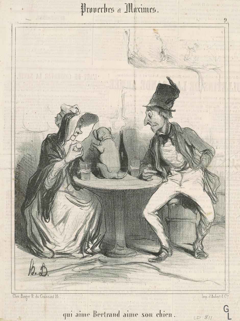 Quien ama a Bertrand ama a su perro de Honoré Daumier