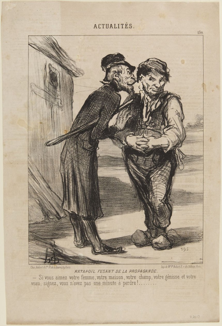 Ratapoil, el propagandista, número 150 de la serie «Actualités» de Le Charivari de Honoré Daumier